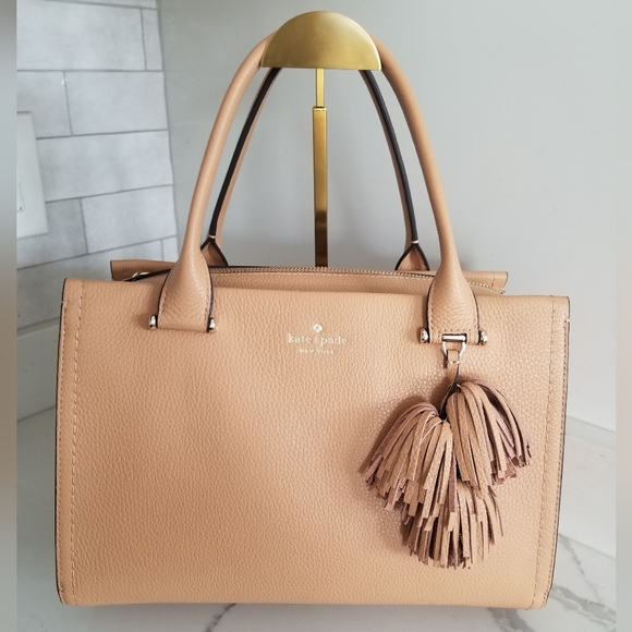SOLD! NWT KATE SPADE ♠️ MARYAM PALMER DRIVER PEBBLED LEATHER Tiramisu/Tan - Picture 2 of 16